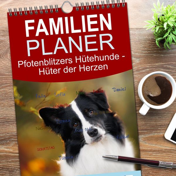 Produktbild: Familienplaner 2026 - H&uuml;tehunde - H&uuml;ter der Herzen mit 5 Spalten (Wandkalender, 21 x 45 cm) CALVENDO