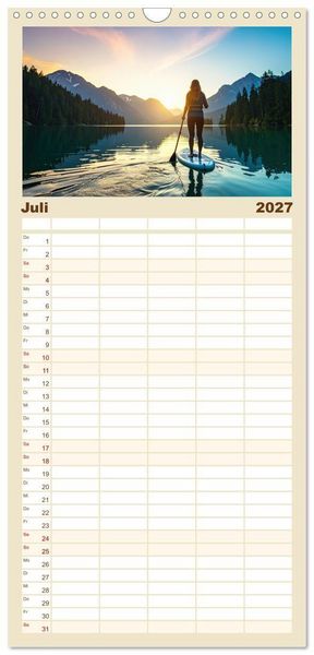 Produktbild: Familienplaner 2027 - Im Fluss der Zeit &ndash; SUP-Momente zum Durchatmen mit 5 Spalten (Wandkalender, 21 x 45 cm) CALVENDO