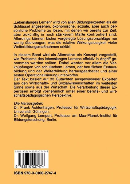 Produktbild: Lebenslanges Lernen im Beruf &mdash; seine Grundlegung im Kindes- und Jugendalter
