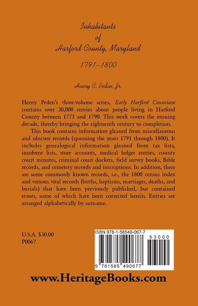 Produktbild: Inhabitants of Harford County, Maryland, 1791-1800