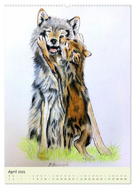 Produktbild: PortraiTierART Zauberhafte Tierzeichnungen (hochwertiger Premium Wandkalender 2026 DIN A2 hoch), Kunstdruck in Hochglanz
