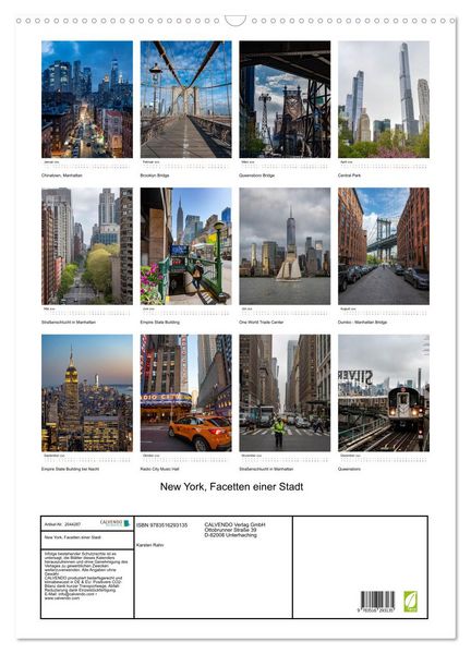 Produktbild: New York, Facetten einer Stadt (Wandkalender 2026 DIN A2 hoch), CALVENDO Monatskalender
