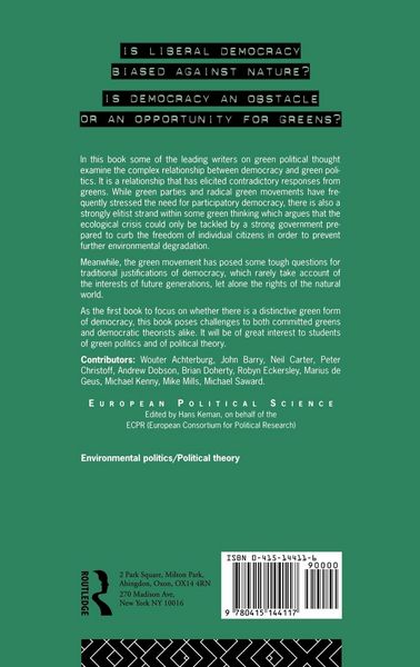 Produktbild: Democracy and Green Political Thought