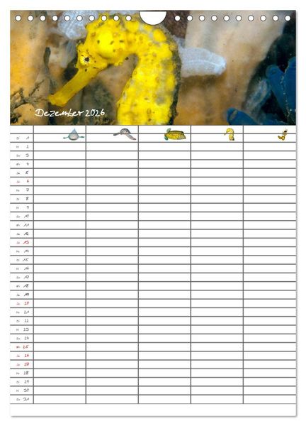 Produktbild: Der Unterwasser Familienplaner 2026 (Wandkalender 2026 DIN A4 hoch), CALVENDO Monatskalender