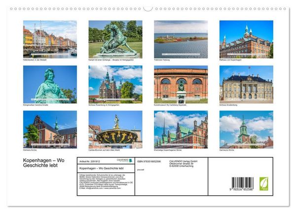 Produktbild: Kopenhagen &ndash; Wo Geschichte lebt (hochwertiger Premium Wandkalender 2026 DIN A2 quer), Kunstdruck in Hochglanz