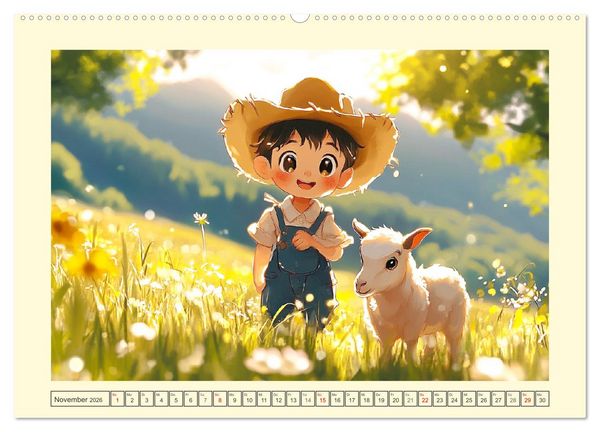 Produktbild: Kleine Farmer. Niedliche Jungs mit ihren tierischen Freunden (Wandkalender 2026 DIN A2 quer), CALVENDO Monatskalender
