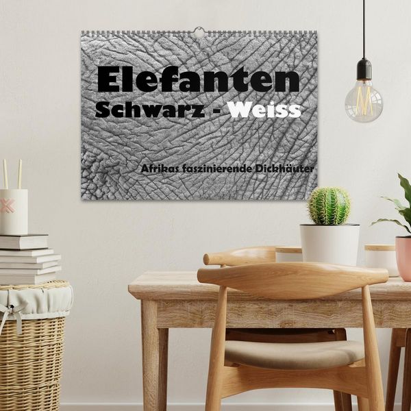 Produktbild: Elefanten Schwarz - Weiss (Wandkalender 2026 DIN A3 quer), CALVENDO Monatskalender