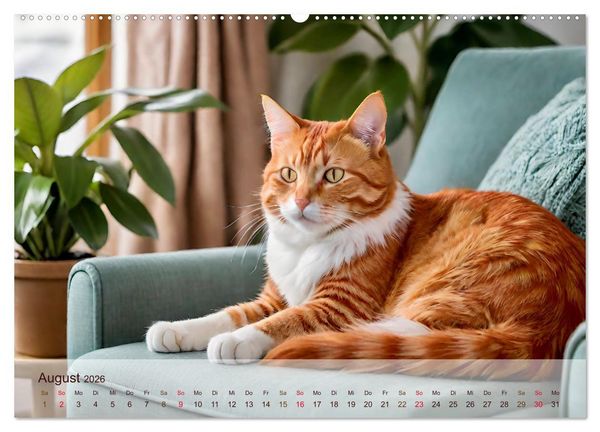 Produktbild: Rote Katzen (hochwertiger Premium Wandkalender 2026 DIN A2 quer), Kunstdruck in Hochglanz