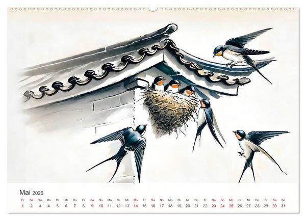 Produktbild: Das Leben der Schwalben - Getragen von Wind und Freiheit (hochwertiger Premium Wandkalender 2026 DIN A2 quer), Kunstdruck in Hochglanz