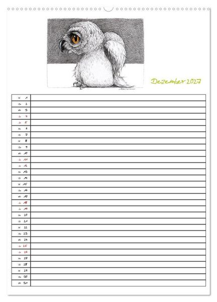 Produktbild: Tieronisch Eulen (hochwertiger Premium Wandkalender 2027 DIN A2 hoch), Kunstdruck in Hochglanz