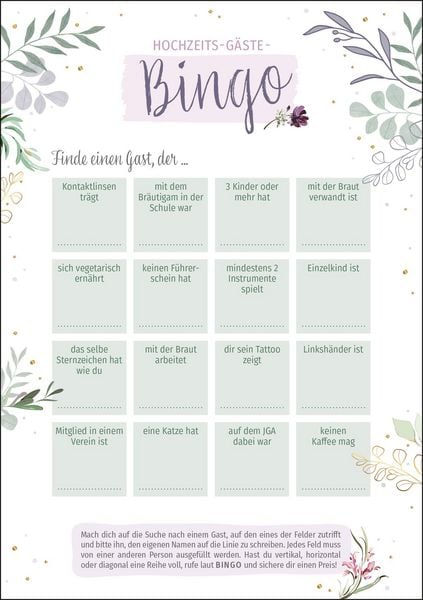 Produktbild: Hochzeits-G&auml;ste-Bingo