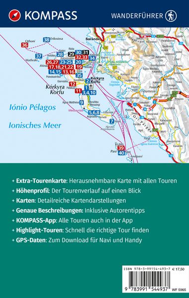 Produktbild: KOMPASS Wanderf&uuml;hrer Korfu mit Paxos und den Diapontischen Inseln, 40 Touren mit Extra-Tourenkarte
