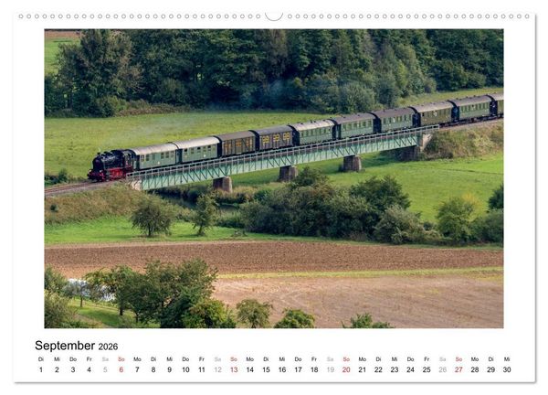Produktbild: Mit der Eisenbahn in die Fr&auml;nkische Schweiz (hochwertiger Premium Wandkalender 2026 DIN A2 quer), Kunstdruck in Hochglanz