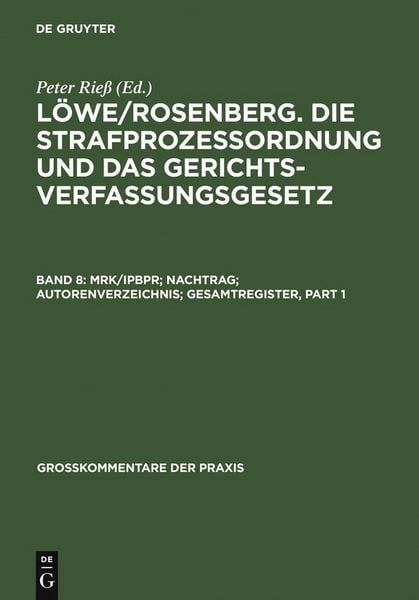 Produktbild: MRK/IPBPR; Nachtrag; Autorenverzeichnis; Gesamtregister