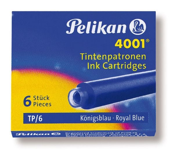 Pelikan Tintenpatronen 4001 6er Set Standard-Patronen, Königsblau