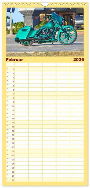 Produktbild: Familienplaner 2026 - BEST OF HARLEY-DAVIDSON BAGGER-STYLE mit 5 Spalten (Wandkalender, 21 x 45 cm) CALVENDO
