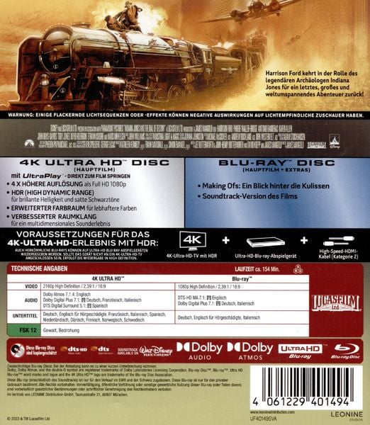 Produktbild: Indiana Jones und das Rad des Schicksals (4K Ultra HD) (+ Blu-ray)