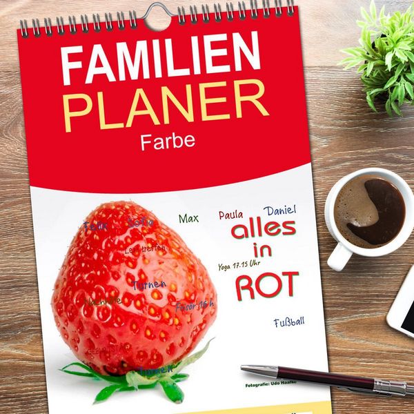 Produktbild: Familienplaner 2026 - Alles in Rot mit 5 Spalten (Wandkalender, 21 x 45 cm) CALVENDO