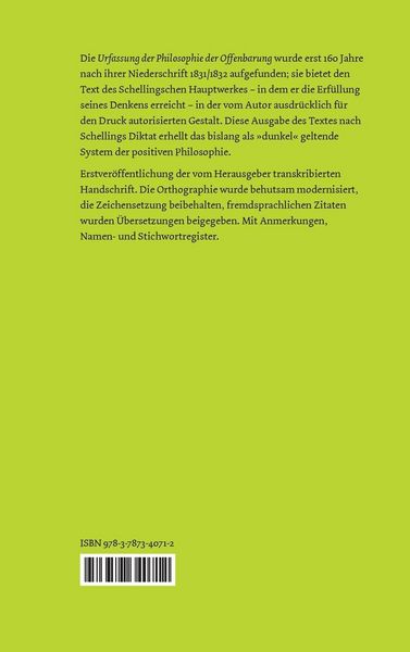 Produktbild: Urfassung der Philosophie der Offenbarung