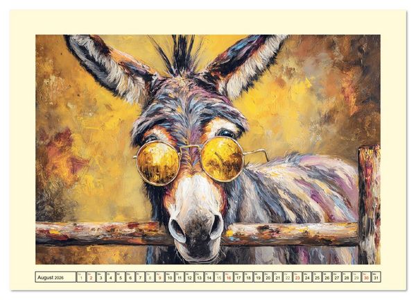 Produktbild: Charmante Langohren. Bezaubernde Eselportr&auml;ts in &Ouml;loptik (Wandkalender 2026 DIN A4 quer), CALVENDO Monatskalender