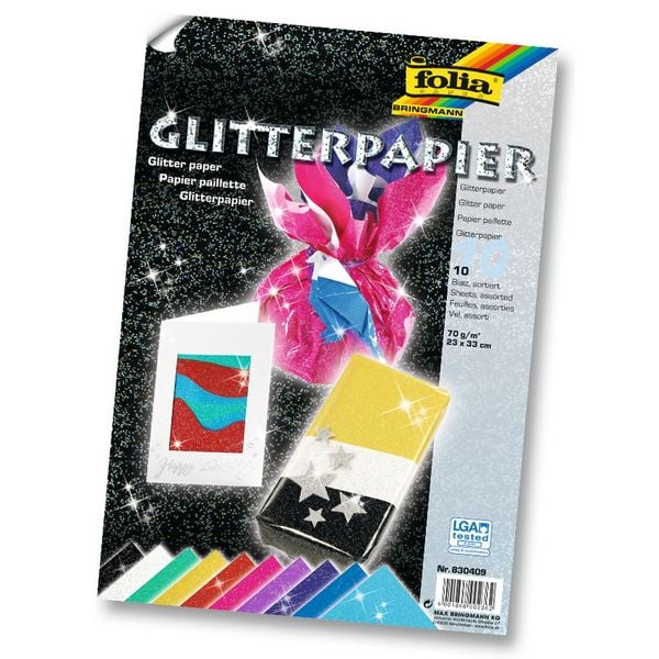 Produktbild: folia Glitterpapier 70g/m&sup2; 23x33cm 10 Blatt