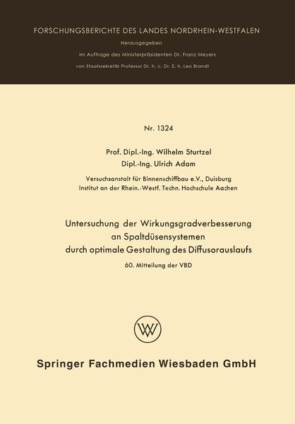 Produktbild: Untersuchung der Wirkungsgradverbesserung an Spaltd&uuml;sensystemen durch optimale Gestaltung des Diffusorauslaufs