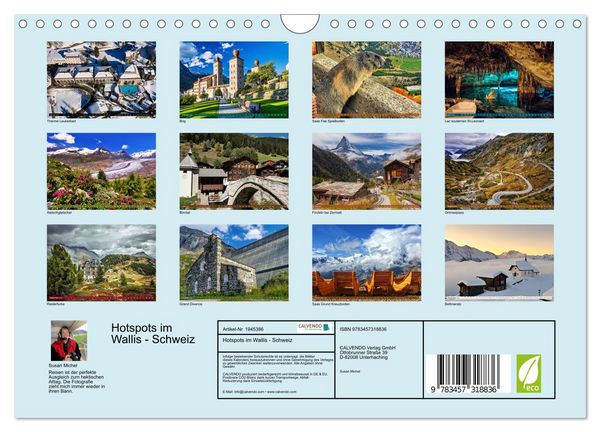 Produktbild: Hotspots im Wallis - Schweiz (Wandkalender 2026 DIN A4 quer), CALVENDO Monatskalender