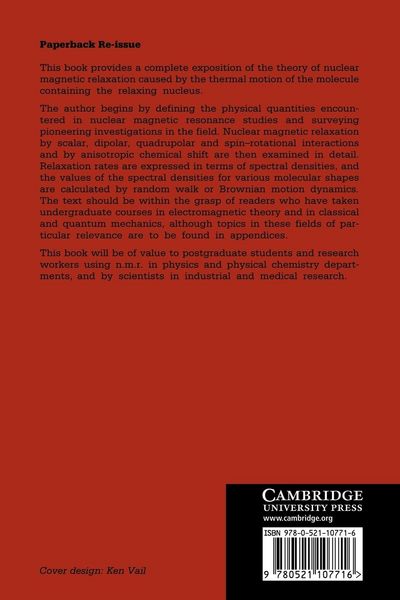 Produktbild: The Theory of Nuclear Magnetic Relaxation in Liquids