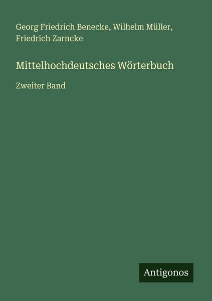 Produktbild: Mittelhochdeutsches W&ouml;rterbuch