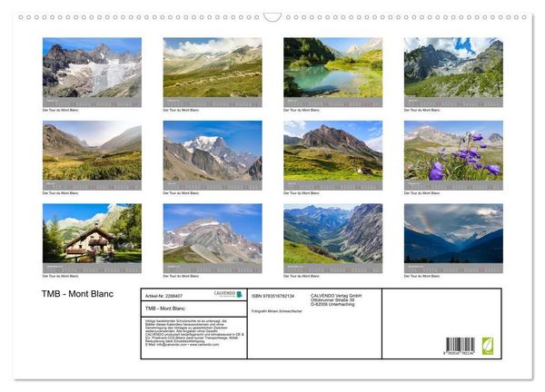 Produktbild: TMB - Mont Blanc (Wandkalender 2027 DIN A2 quer), CALVENDO Monatskalender
