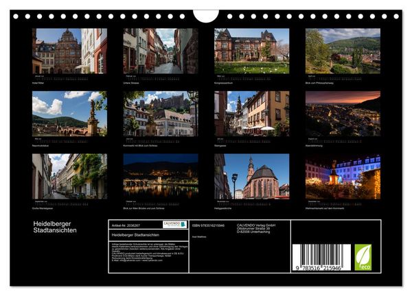 Produktbild: Heidelberger Stadtansichten (Wandkalender 2026 DIN A4 quer), CALVENDO Monatskalender