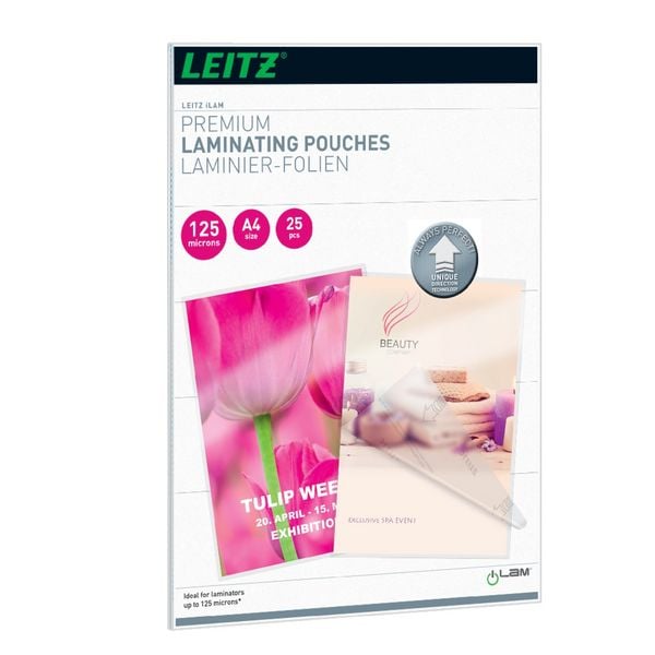 Produktbild: LEITZ Laminierfolien glasklar 125&micro; transparent DIN A4 25 St&uuml;ck