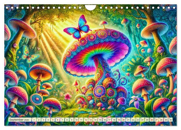 Produktbild: Psychedelische Pilze - Die bunte Welt der magischen Pilze (Wandkalender 2026 DIN A4 quer), CALVENDO Monatskalender