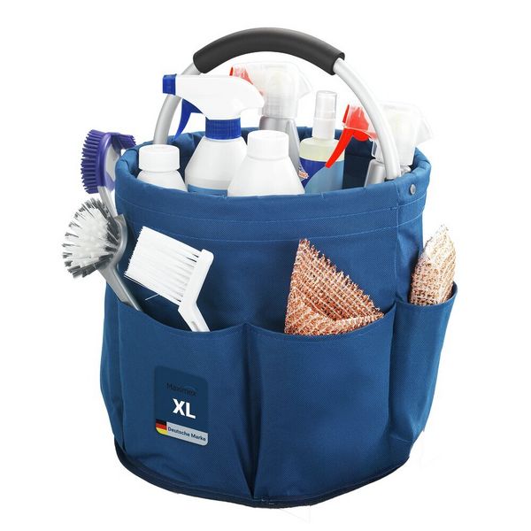 Produktbild: Universal Reinigungs Caddy 16 l, Blau, 2er Set, mit 6 Au&szlig;entaschen f&uuml;r Schw&auml;mme und T&uuml;cher