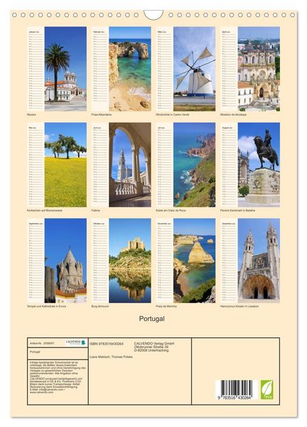 Produktbild: Portugal (Wandkalender 2026 DIN A3 hoch), CALVENDO Monatskalender