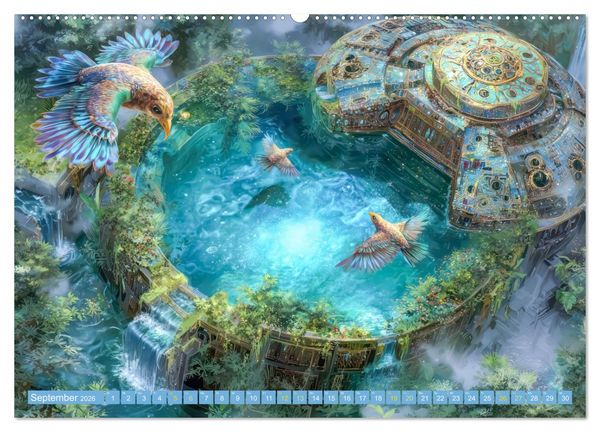 Produktbild: Fantasiekreaturen am Wasser - Biomorphe Landschaften (Wandkalender 2026 DIN A2 quer), CALVENDO Monatskalender