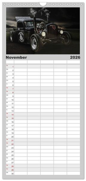 Produktbild: Familienplaner 2026 - Au&szlig;ergew&ouml;hnliche Autos - Hot Rods mit 5 Spalten (Wandkalender, 21 x 45 cm) CALVENDO