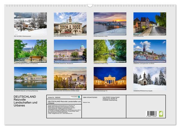 Produktbild: DEUTSCHLAND Reizvolle Landschaften und Urbanes (Wandkalender 2026 DIN A2 quer), CALVENDO Monatskalender