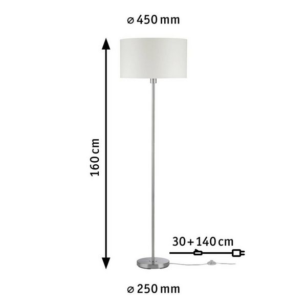 Produktbild: Paulmann Tessa 70922 Stehlampe LED E27 60W Creme, Edelstahl (geb&uuml;rstet)