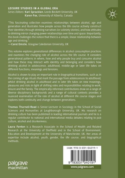 Produktbild: Alcohol, Age, Generation and the Life Course
