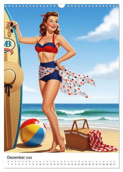 Produktbild: Charme & Kurven: Die Pin-ups der Golden 50s (Wandkalender 2026 DIN A3 hoch), CALVENDO Monatskalender