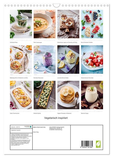 Produktbild: Vegetarisch inspiriert (Wandkalender 2026 DIN A3 hoch), CALVENDO Monatskalender