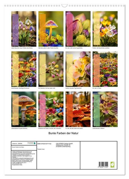 Produktbild: Bunte Farben der Natur (Wandkalender 2027 DIN A2 hoch), CALVENDO Monatskalender