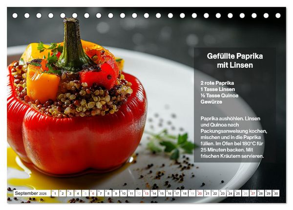 Produktbild: Veganes Soulfood - Leichte vegan Rezepte f&uuml;r jeden Monat (Tischkalender 2026 DIN A5 quer), CALVENDO Monatskalender