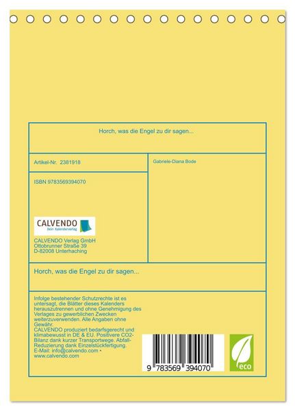 Produktbild: Horch, was die Engel zu dir sagen... (Tischkalender 2027 DIN A5 hoch), CALVENDO Monatskalender
