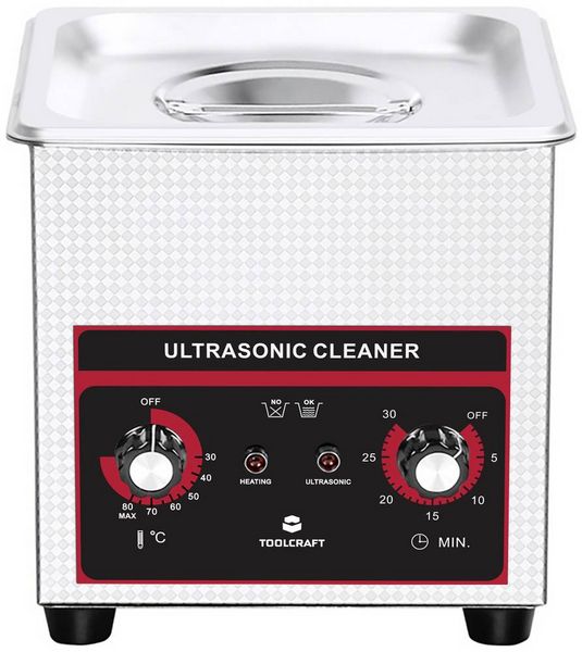 Produktbild: TOOLCRAFT USC-130 Ultraschallreiniger Schmuck, B&uuml;robedarf, Werkstatt 160 W 1.3 l mit Heizung, mit Reinigungskorb