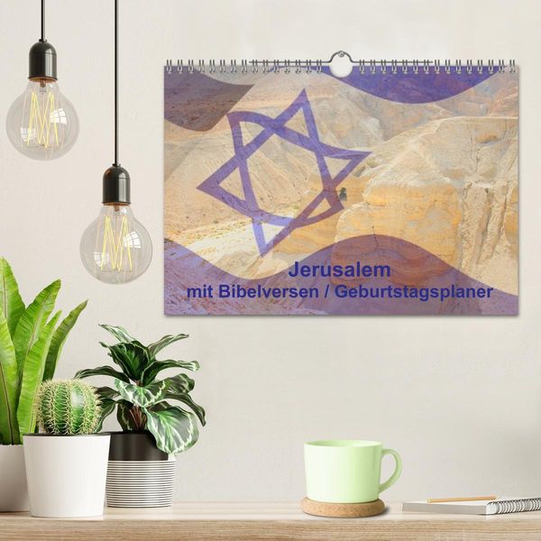 Produktbild: Jerusalem mit Bibelversen / Geburtstagsplaner (Wandkalender 2026 DIN A4 quer), CALVENDO Monatskalender