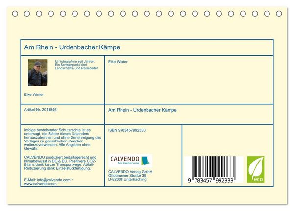 Produktbild: Am Rhein - Urdenbacher K&auml;mpe (Tischkalender 2026 DIN A5 quer), CALVENDO Monatskalender