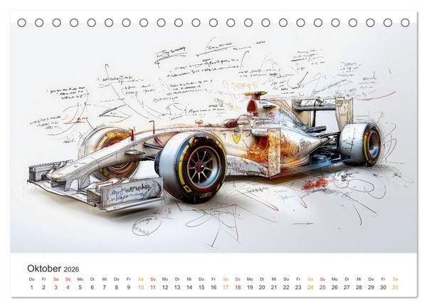 Produktbild: Rennwagen - Design Studien (Tischkalender 2026 DIN A5 quer), CALVENDO Monatskalender