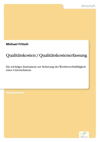 Produktbild: Qualit&auml;tskosten / Qualit&auml;tskostenerfassung
